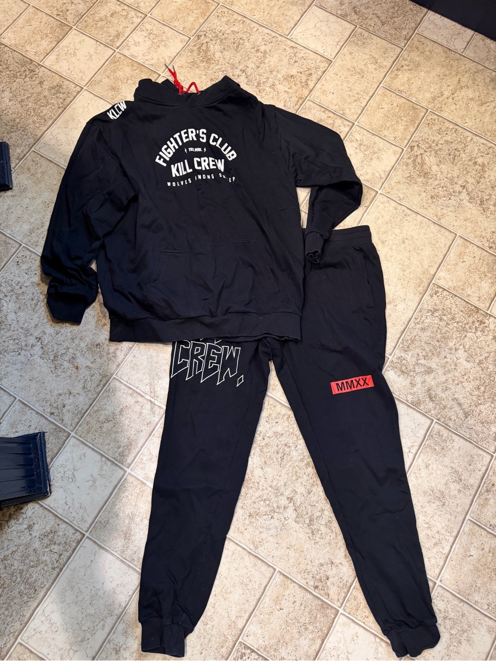 Kill Crew Black Sweatshirt & Joggers Set with Red Accents